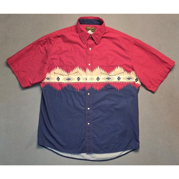 Rustler Other - Rustler Mens Large Shirt Aztec Tribal Pearl Snap Colorblock Southwestern